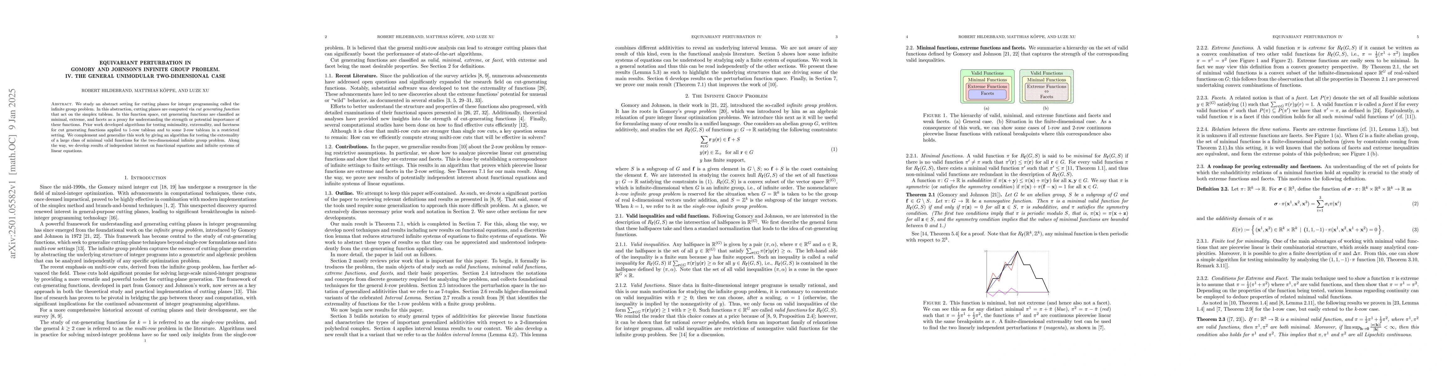 Thumbnail for Equivariant Perturbation in Gomory and Johnson's Infinite Group Problem.
  IV. The General Unimodular Two-Dimensional Case