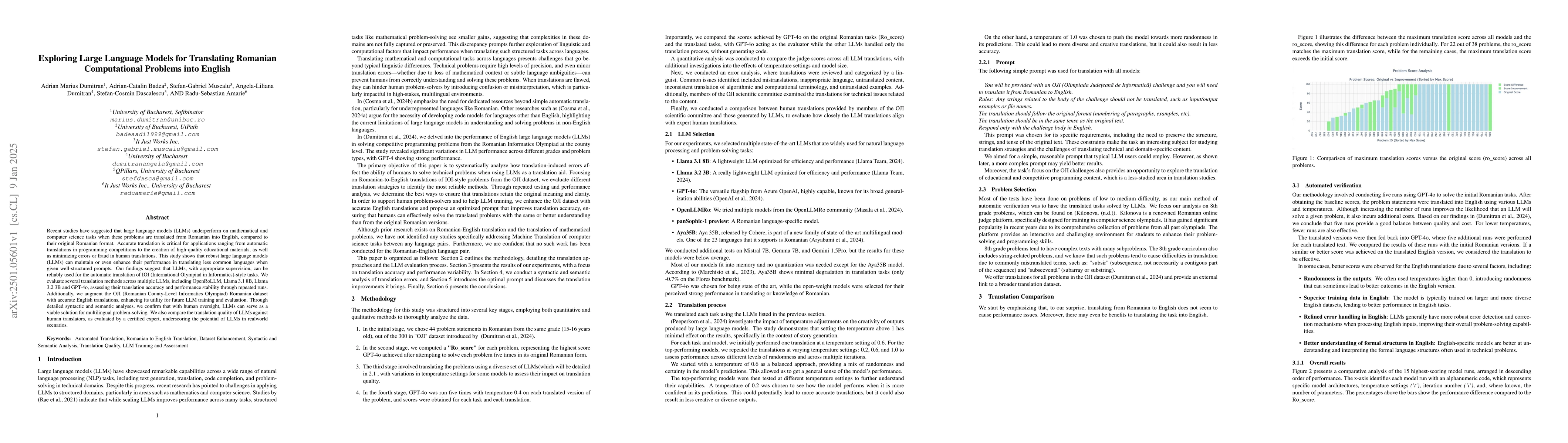 Thumbnail for Exploring Large Language Models for Translating Romanian Computational
  Problems into English