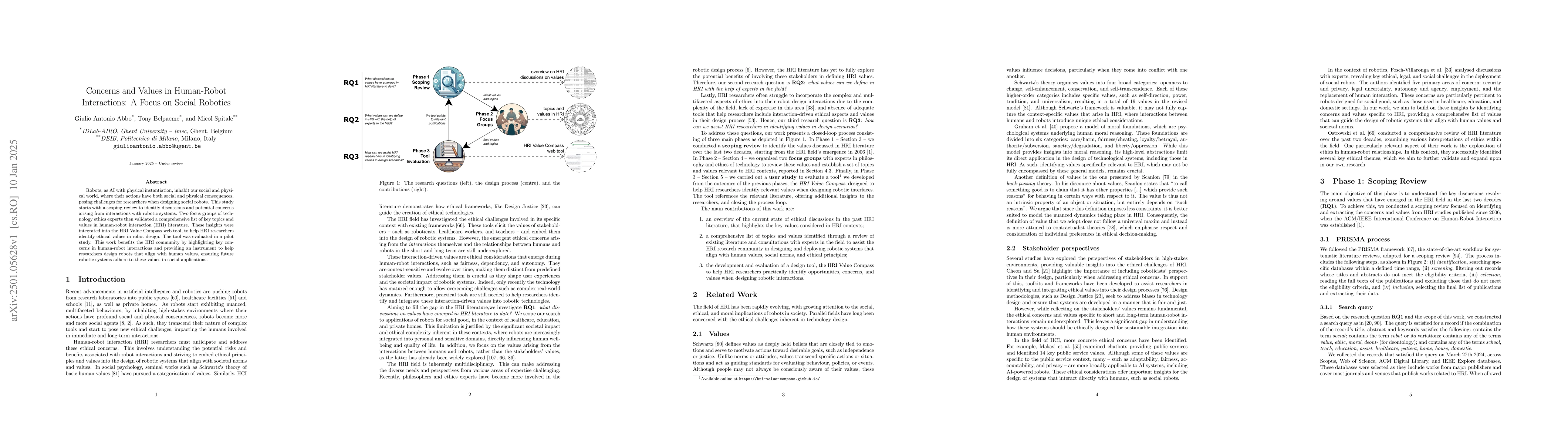 Thumbnail for Concerns and Values in Human-Robot Interactions: A Focus on Social
  Robotics