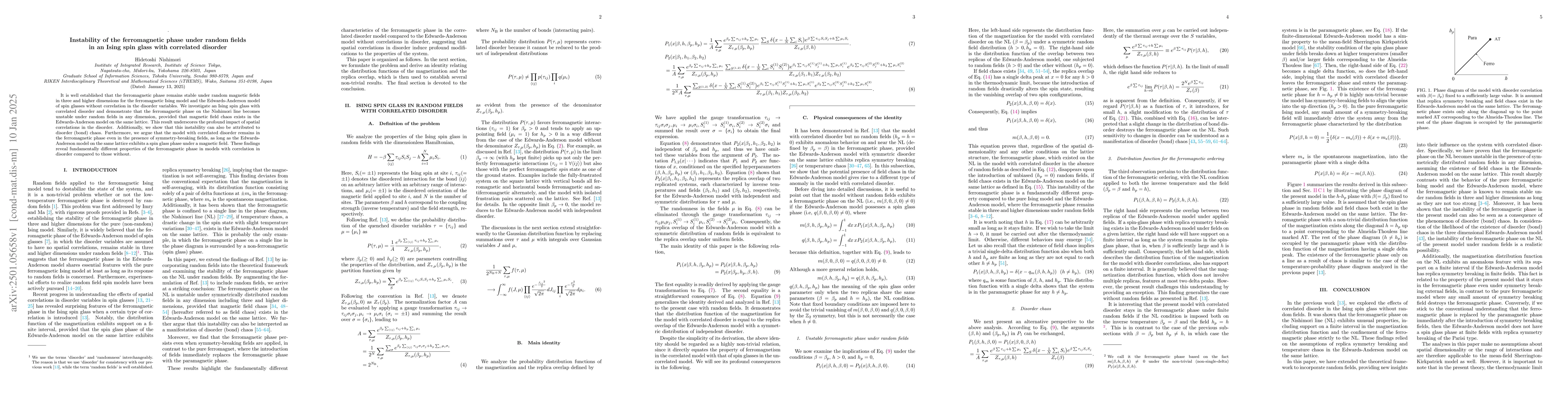 Thumbnail for Instability of the ferromagnetic phase under random fields in an Ising
  spin glass with correlated disorder