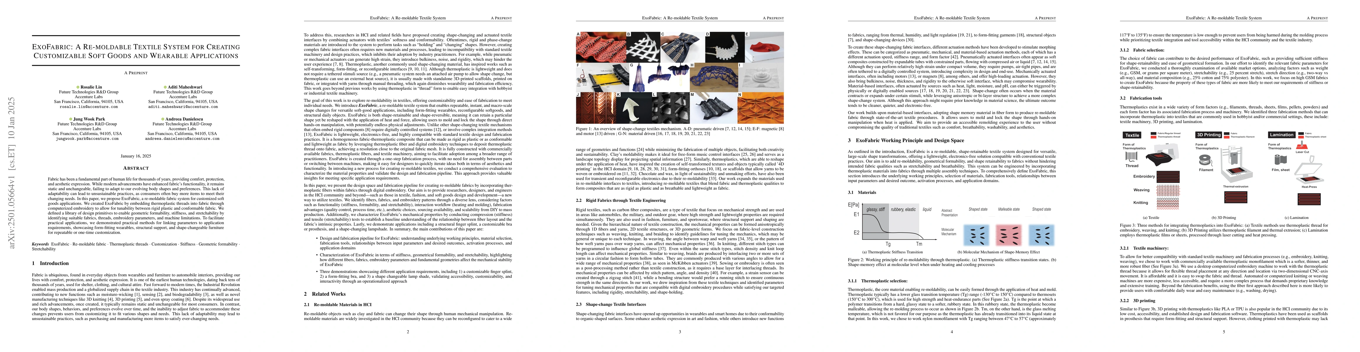Thumbnail for ExoFabric: A Re-moldable Textile System for Creating Customizable Soft
  Goods and Wearable Applications