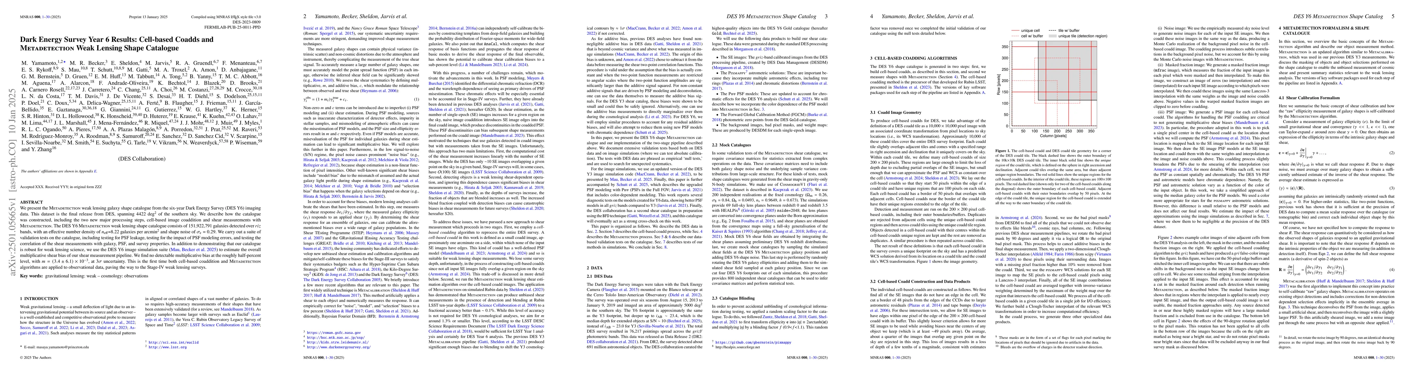 Thumbnail for Dark Energy Survey Year 6 Results: Cell-based Coadds and Metadetection
  Weak Lensing Shape Catalogue