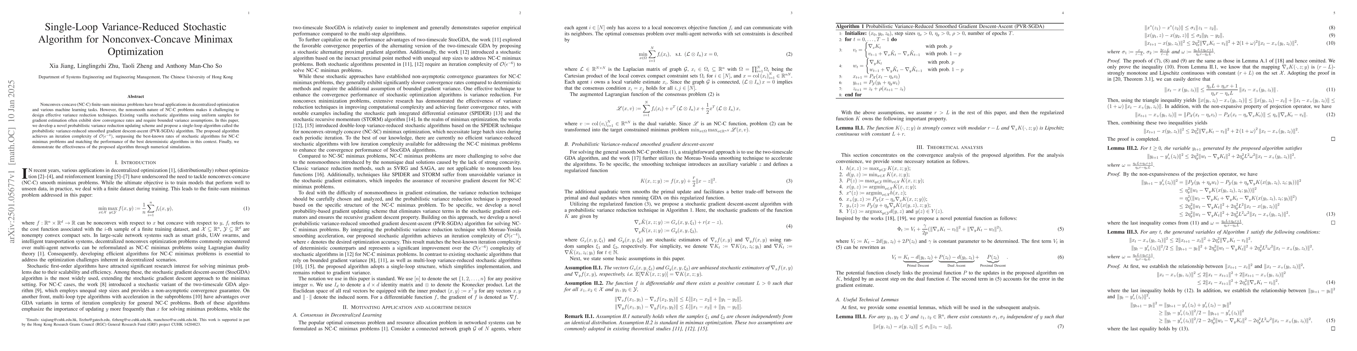 Thumbnail for Single-Loop Variance-Reduced Stochastic Algorithm for Nonconvex-Concave
  Minimax Optimization