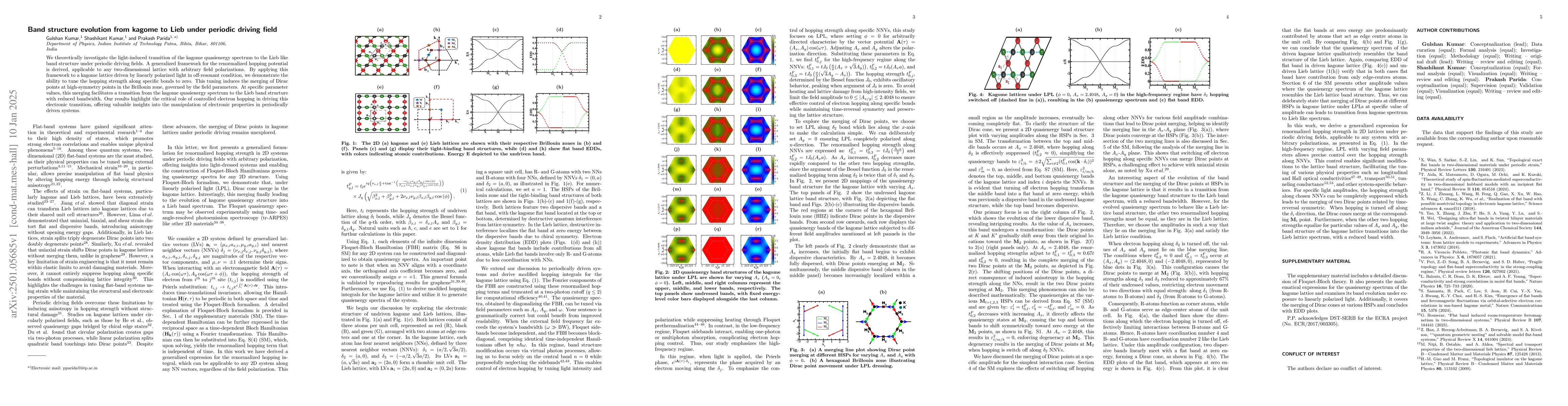 Thumbnail for Band structure evolution from kagome to Lieb under periodic driving
  field