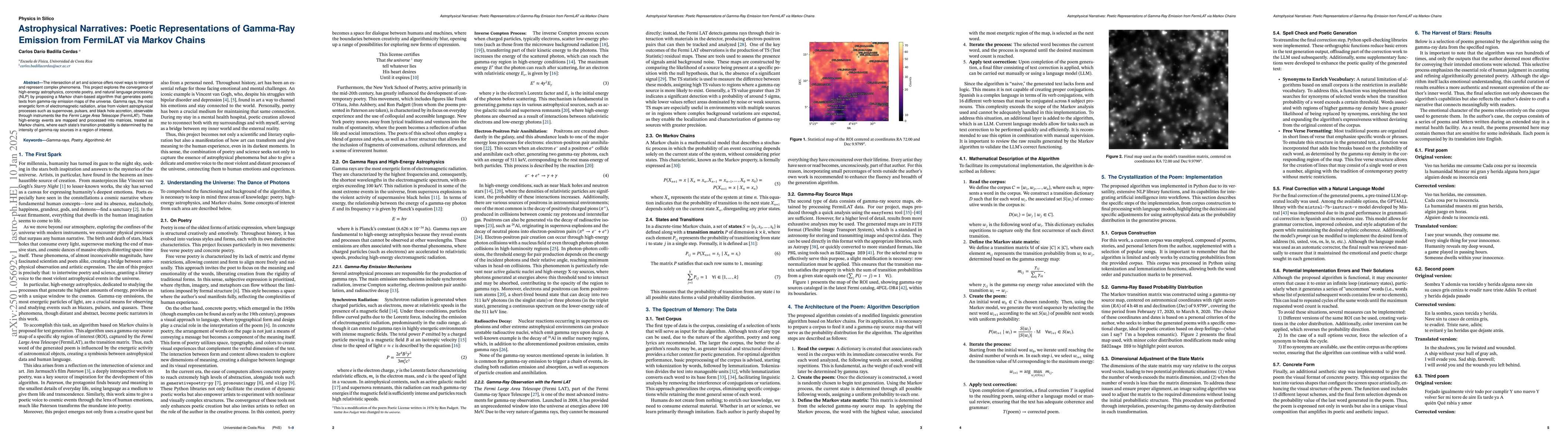 Thumbnail for Astrophysical Narratives: Poetic Representations of Gamma-Ray Emission
  from FermiLAT via Markov Chains