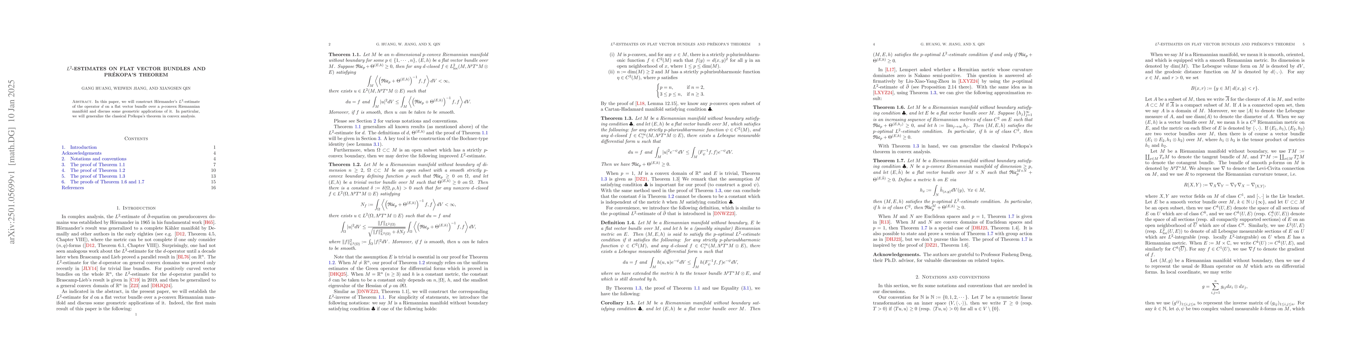 Thumbnail for $L^2$-estimates on flat vector bundles and Prékopa's theorem