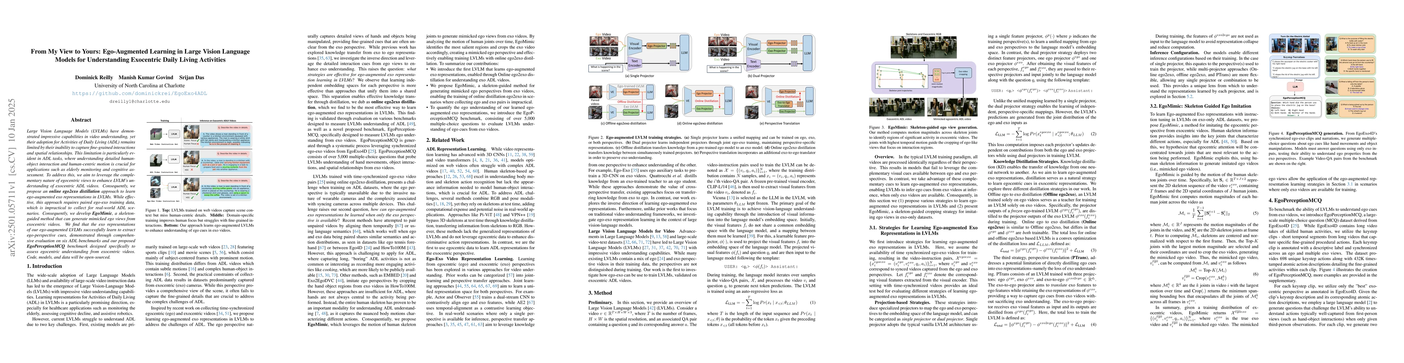 Thumbnail for From My View to Yours: Ego-Augmented Learning in Large Vision Language
  Models for Understanding Exocentric Daily Living Activities