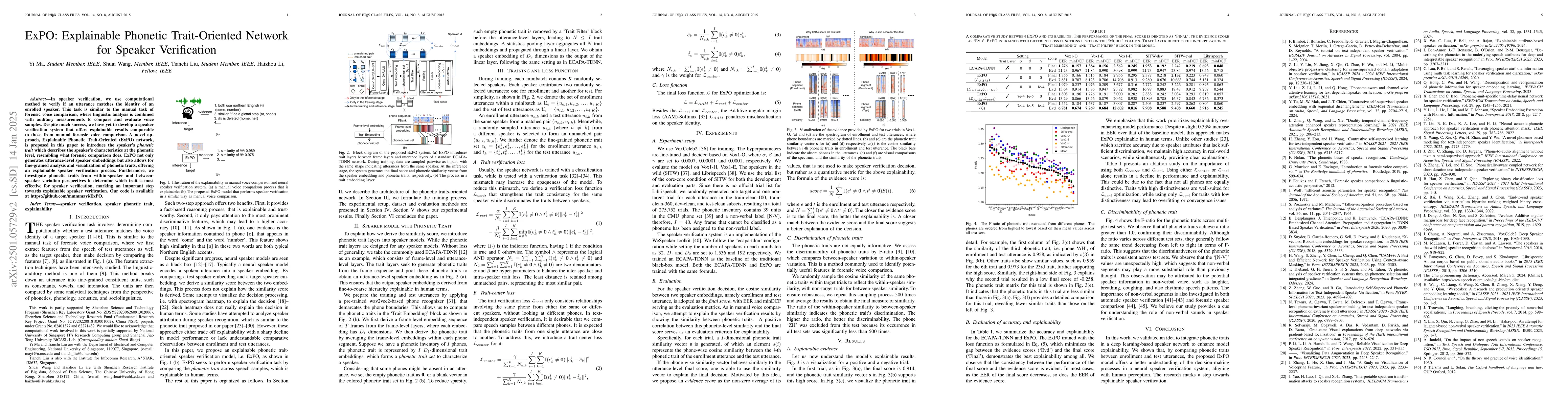 Thumbnail for ExPO: Explainable Phonetic Trait-Oriented Network for Speaker
  Verification