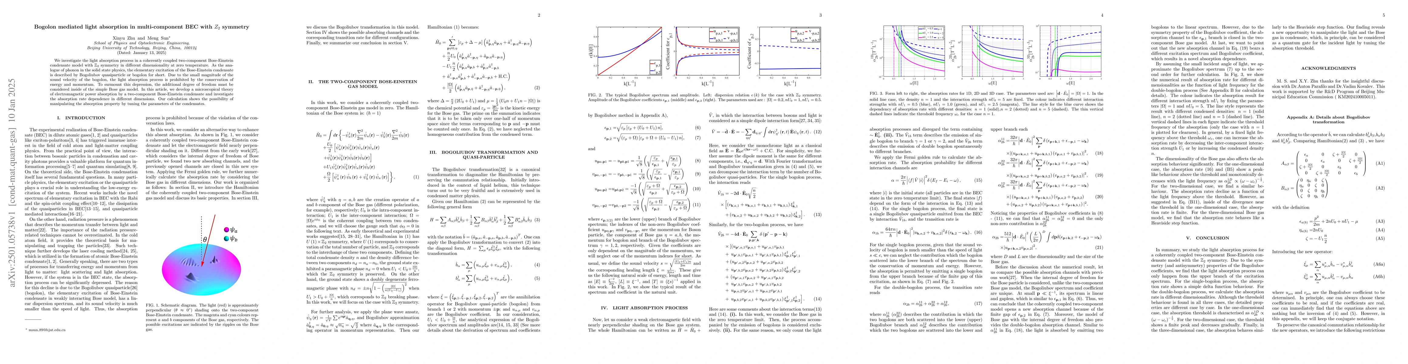 Thumbnail for Bogolon mediated light absorption in multi-component BEC with $Z_2$
  symmetry