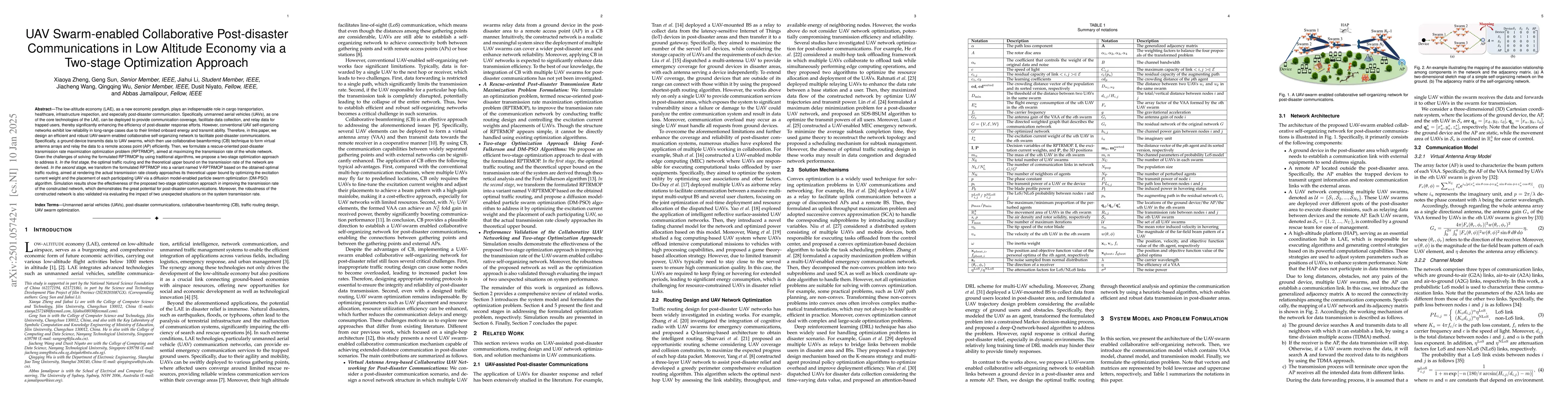 Thumbnail for UAV Swarm-enabled Collaborative Post-disaster Communications in Low
  Altitude Economy via a Two-stage Optimization Approach