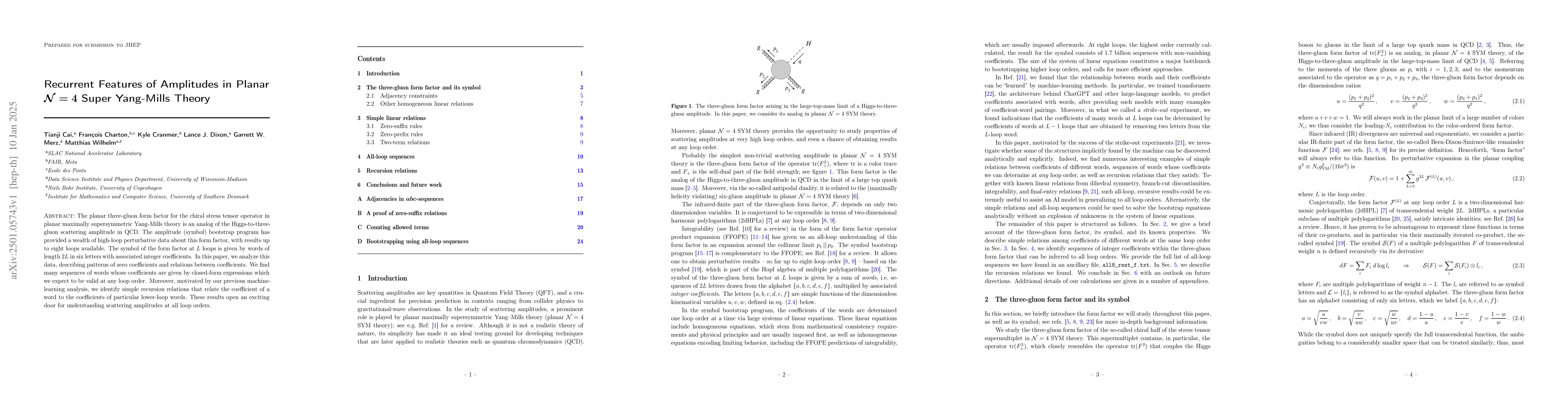 Thumbnail for Recurrent Features of Amplitudes in Planar $\mathcal{N}=4$ Super
  Yang-Mills Theory