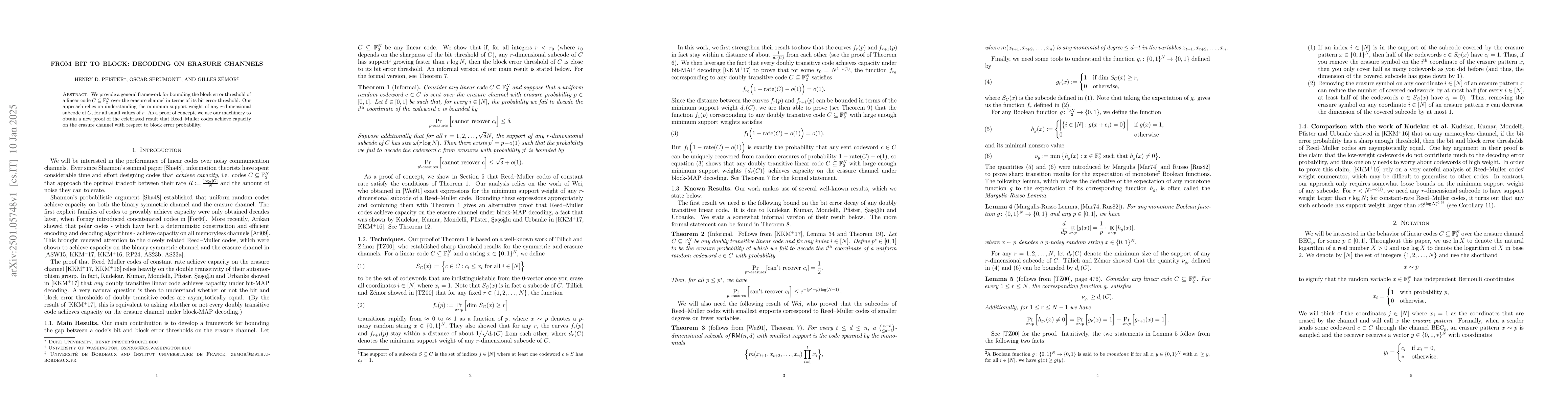 Thumbnail for From Bit to Block: Decoding on Erasure Channels