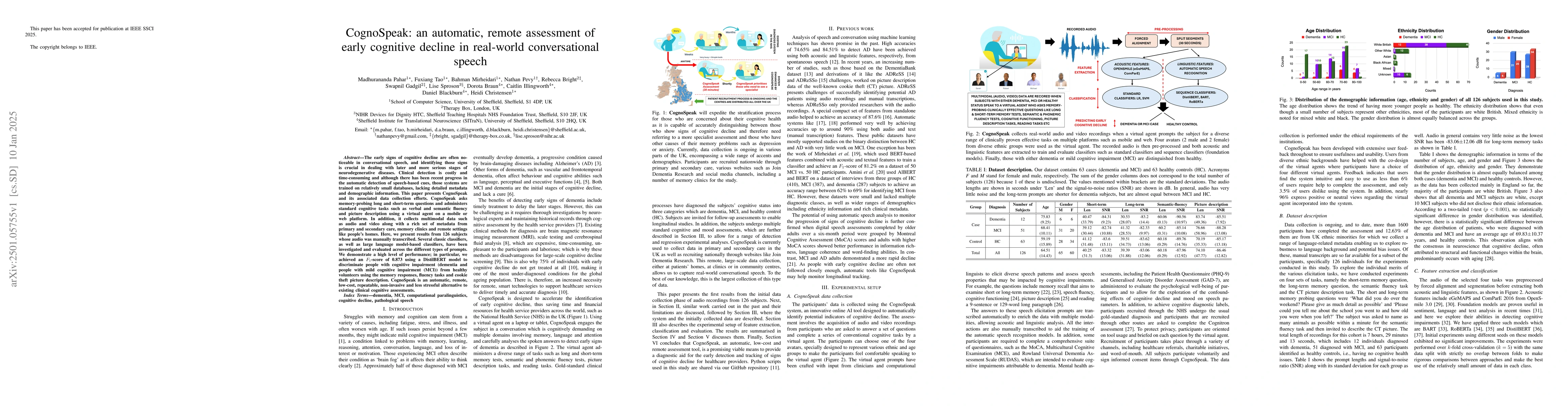Thumbnail for CognoSpeak: an automatic, remote assessment of early cognitive decline
  in real-world conversational speech
