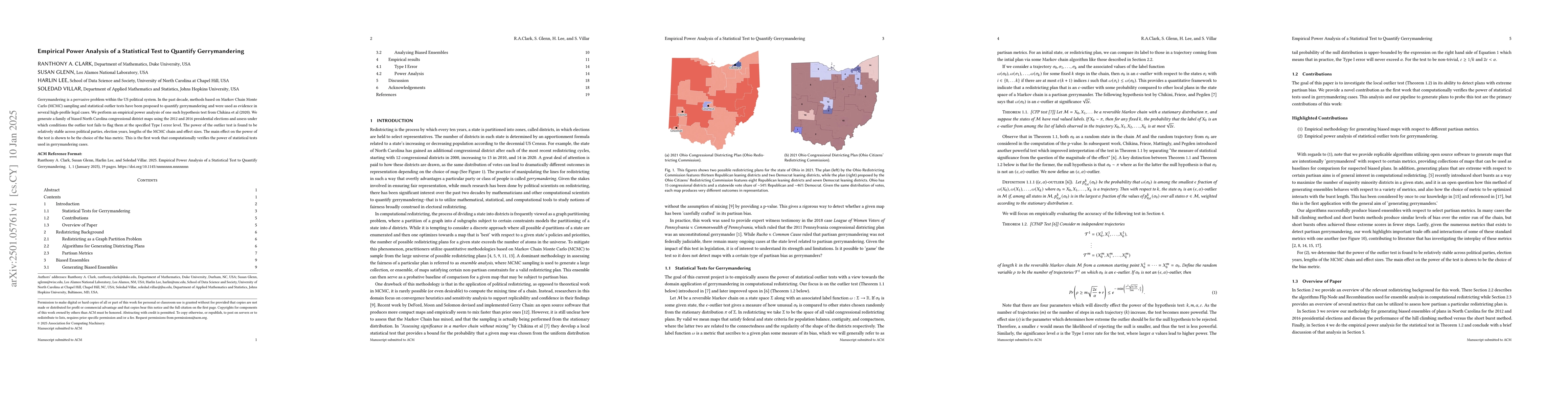Thumbnail for Empirical Power Analysis of a Statistical Test to Quantify
  Gerrymandering