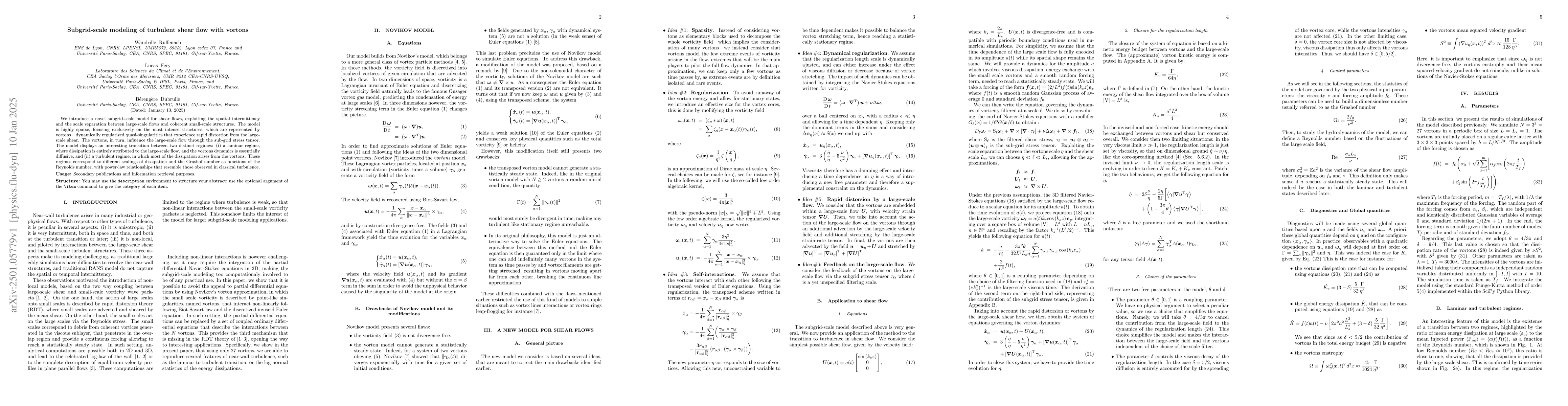 Thumbnail for Subgrid-scale modeling of turbulent shear flow with vortons