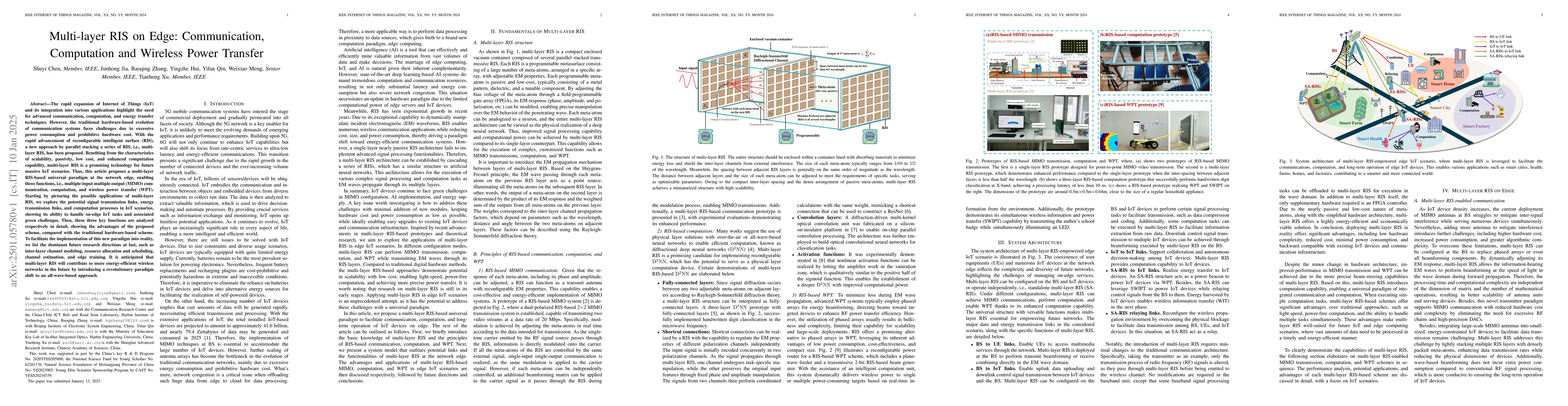 Thumbnail for Multi-layer RIS on Edge: Communication, Computation and Wireless Power
  Transfer