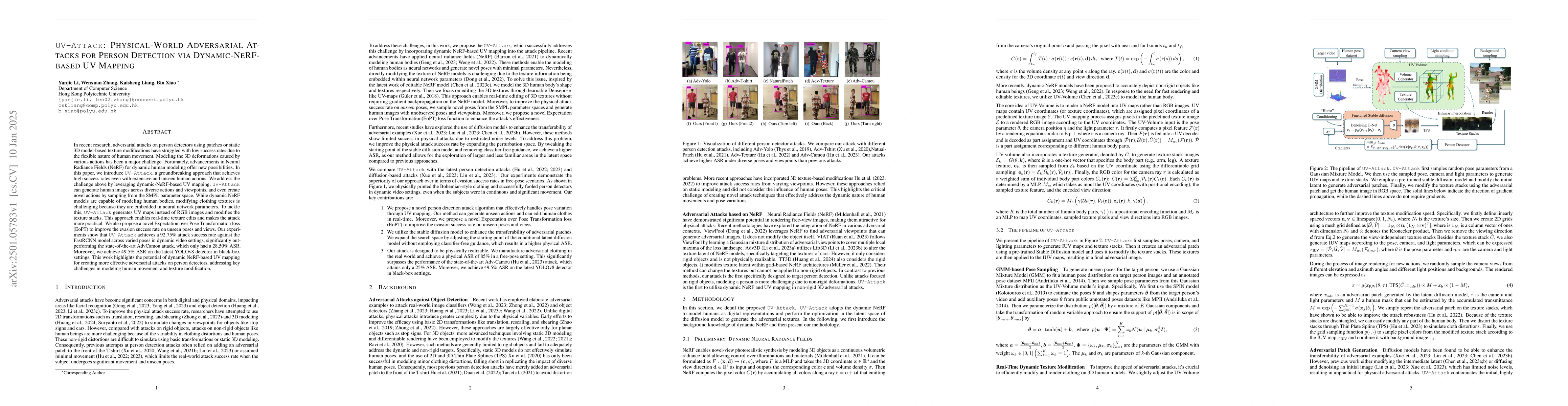 Thumbnail for UV-Attack: Physical-World Adversarial Attacks for Person Detection via
  Dynamic-NeRF-based UV Mapping