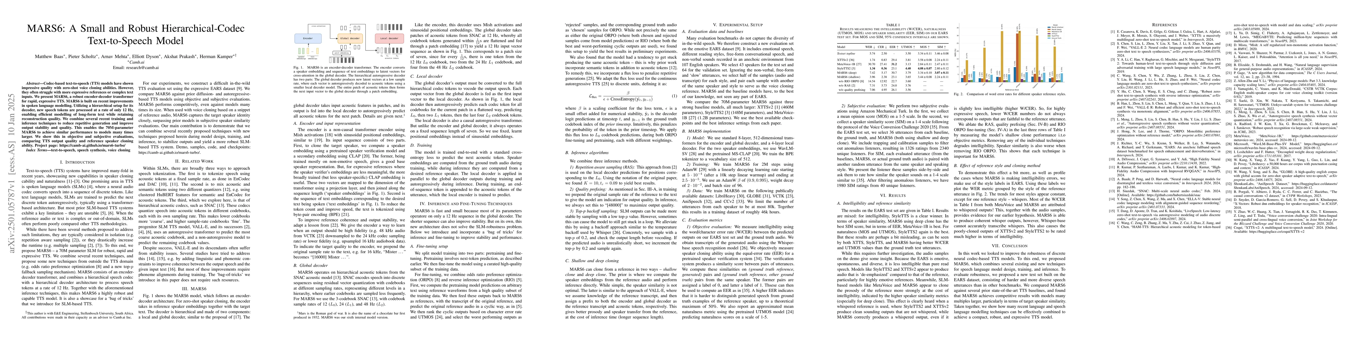 Thumbnail for MARS6: A Small and Robust Hierarchical-Codec Text-to-Speech Model