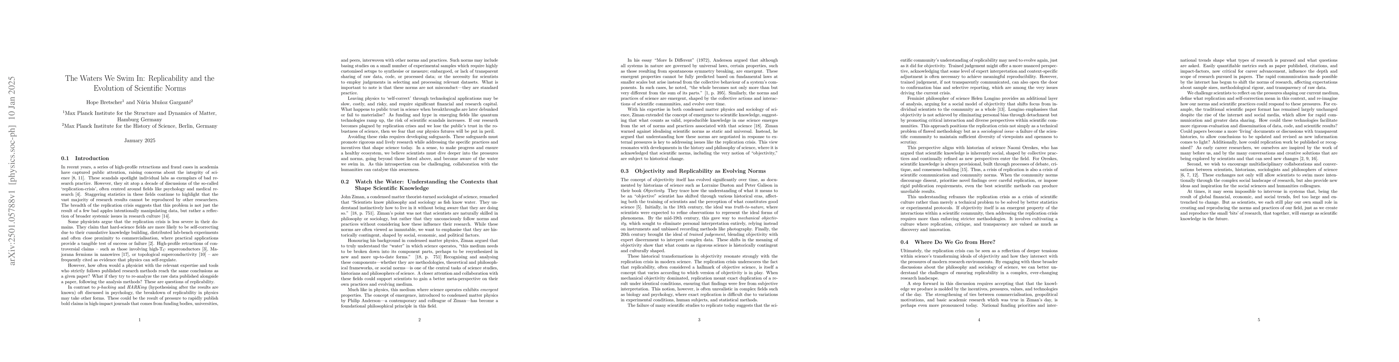 Thumbnail for The Waters We Swim In: Replicability and the Evolution of Scientific
  Norms