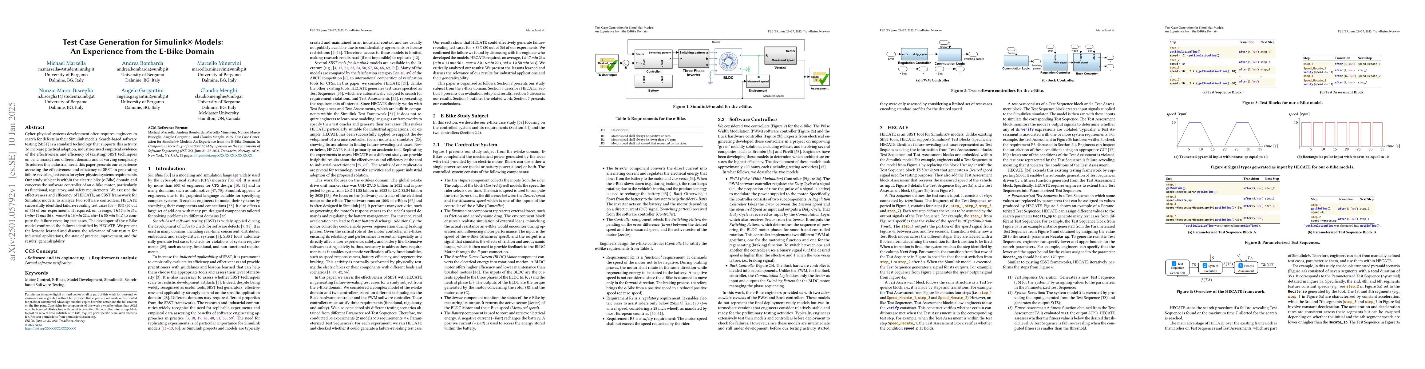 Thumbnail for Test Case Generation for Simulink Models: An Experience from the E-Bike
  Domain