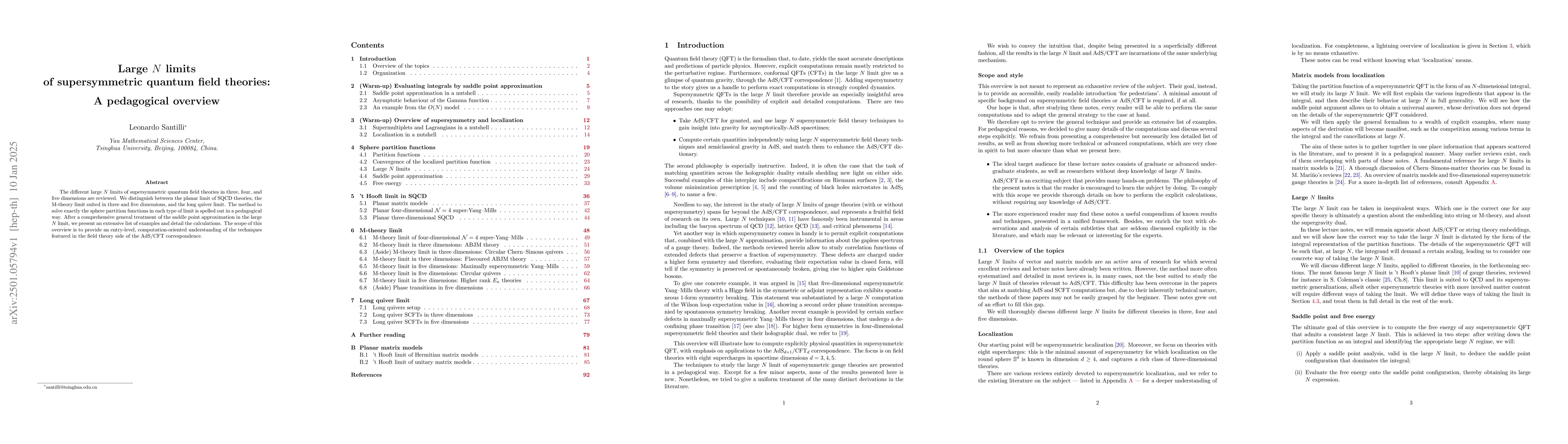 Thumbnail for Large $N$ limits of supersymmetric quantum field theories: A pedagogical
  overview