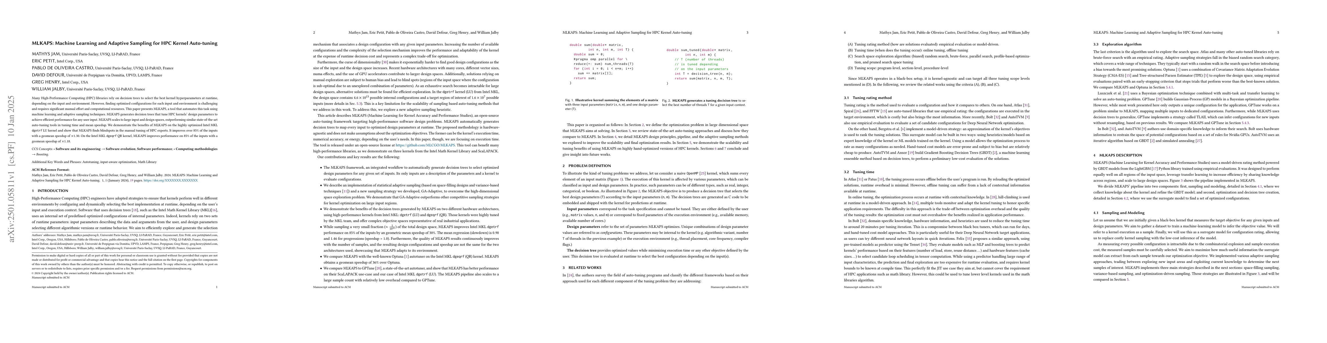Thumbnail for MLKAPS: Machine Learning and Adaptive Sampling for HPC Kernel
  Auto-tuning
