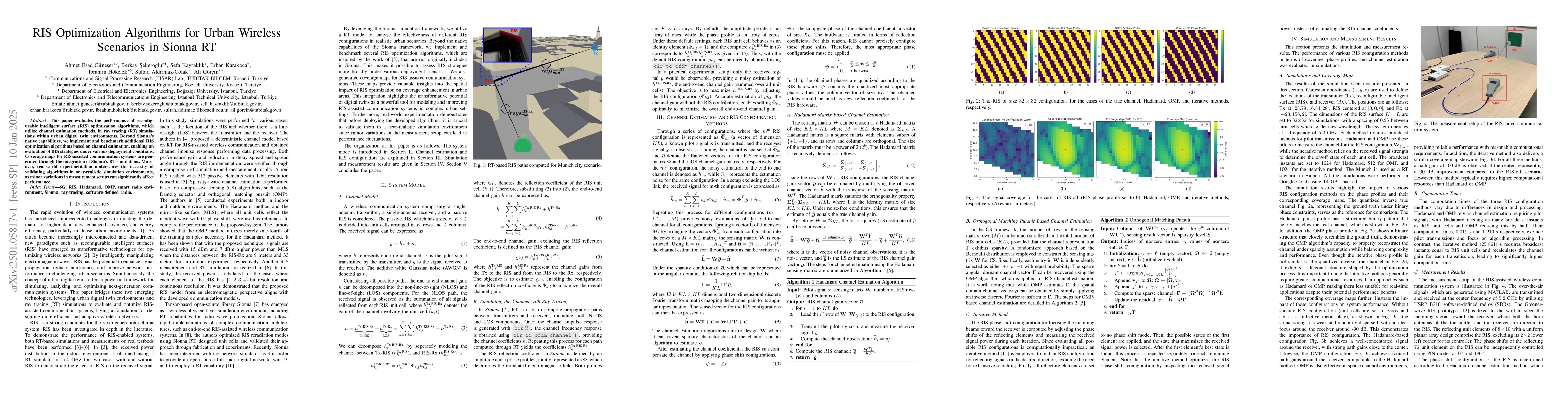 Thumbnail for RIS Optimization Algorithms for Urban Wireless Scenarios in Sionna RT