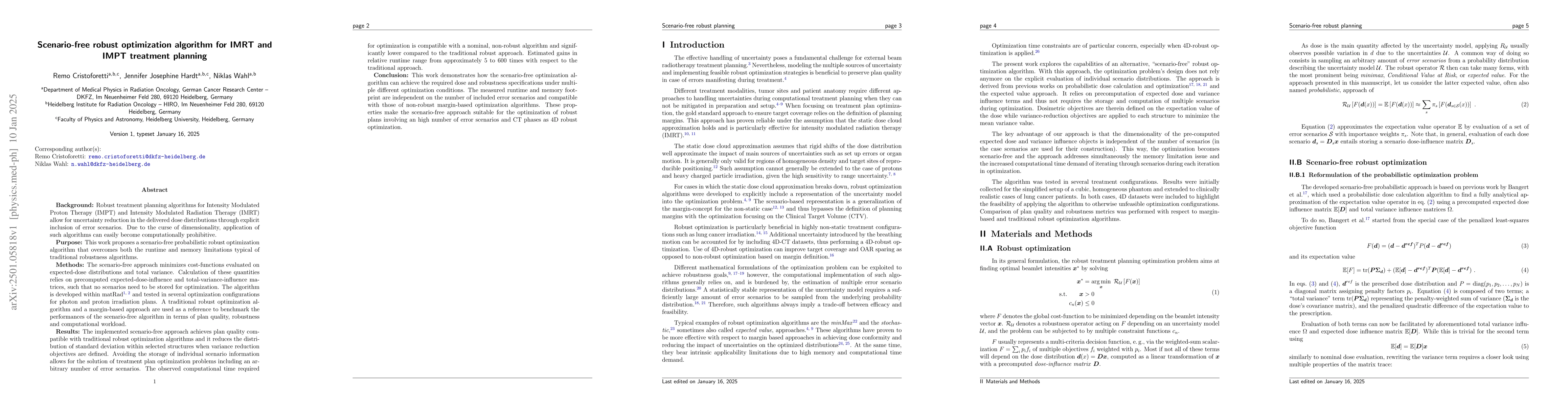 Thumbnail for Scenario-free robust optimization algorithm for IMRT and IMPT treatment
  planning