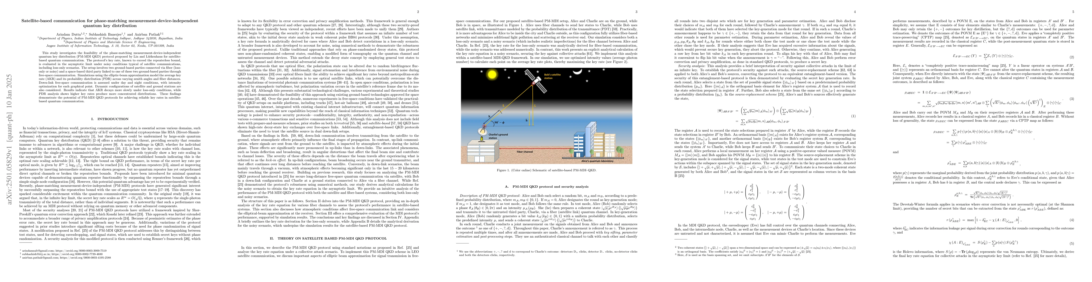 Thumbnail for Satellite-based communication for phase-matching
  measurement-device-independent quantum key distribution