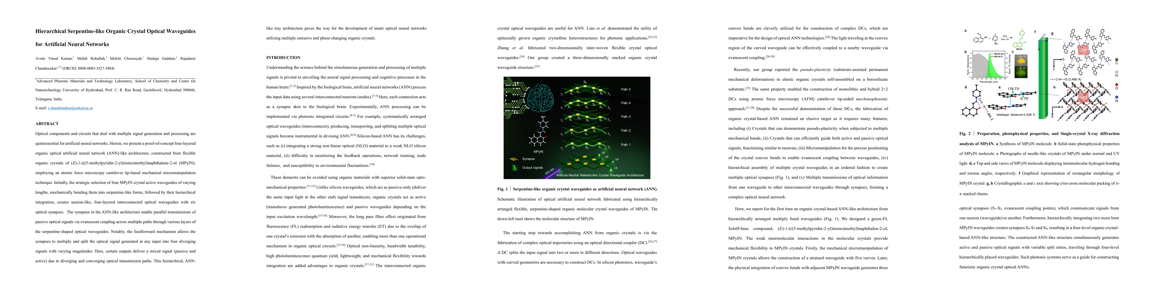 Thumbnail for Hierarchical Serpentine-like Organic Crystal Optical Waveguides for
  Artificial Neural Networks