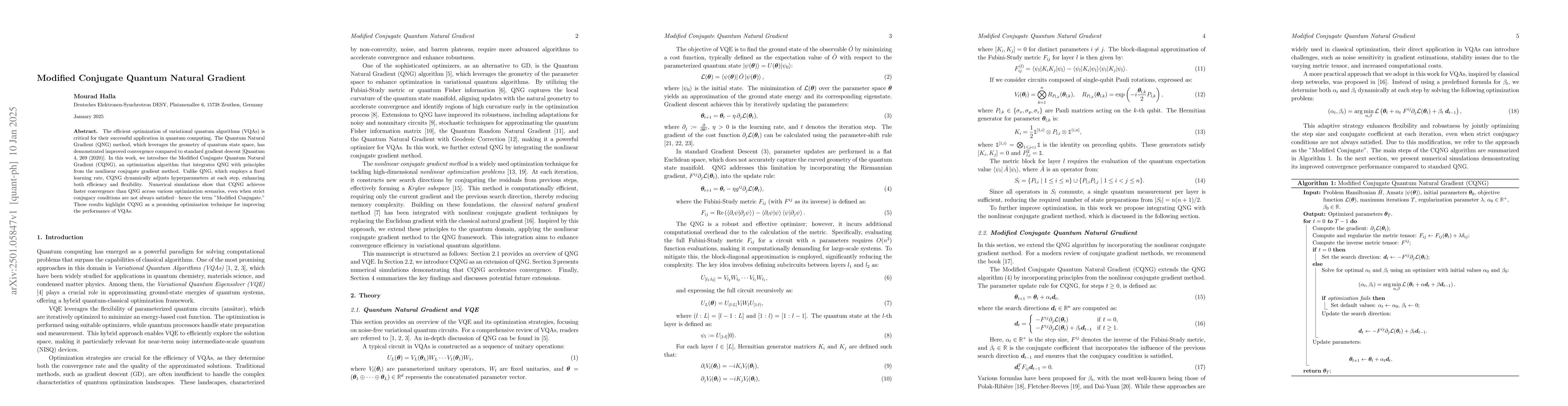 Thumbnail for Modified Conjugate Quantum Natural Gradient