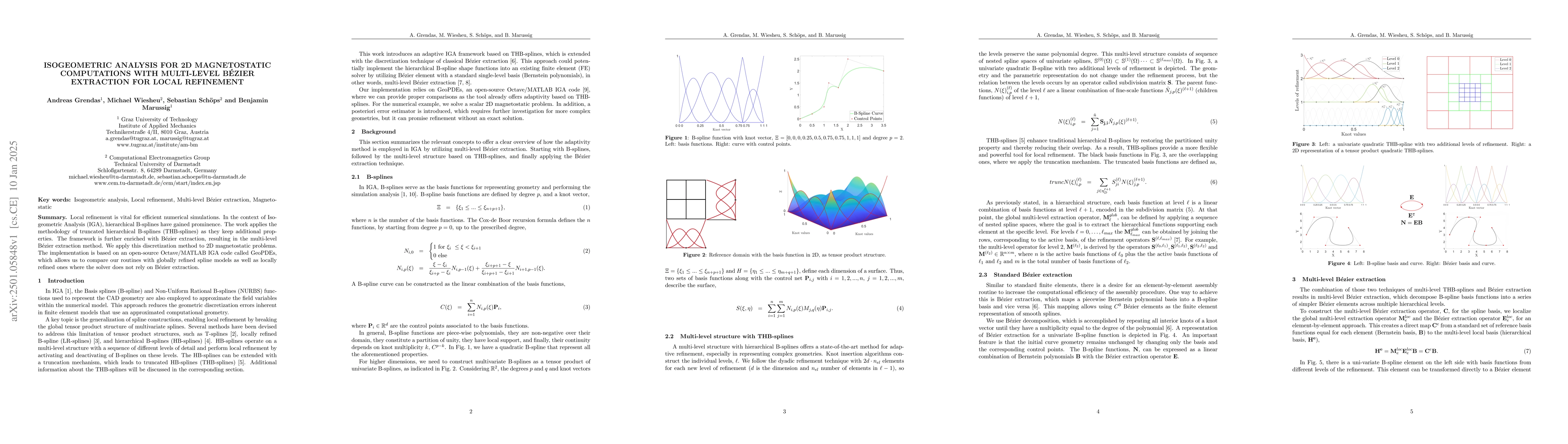 Thumbnail for Isogeometric Analysis for 2D Magnetostatic Computations with Multi-level
  Bézier Extraction for Local Refinement