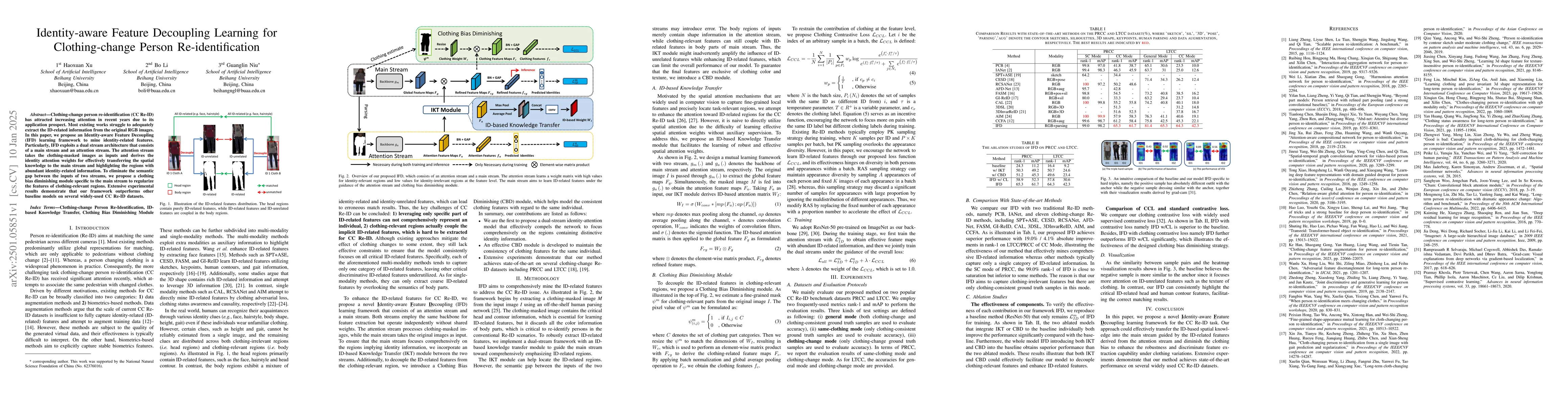 Thumbnail for Identity-aware Feature Decoupling Learning for Clothing-change Person
  Re-identification