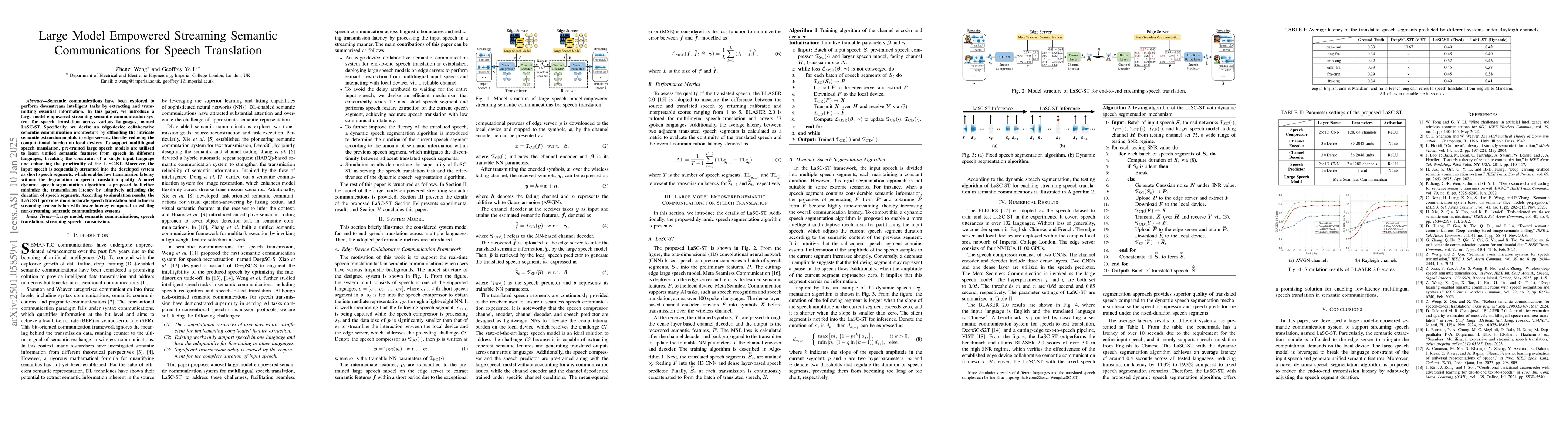 Thumbnail for Large Model Empowered Streaming Semantic Communications for Speech
  Translation