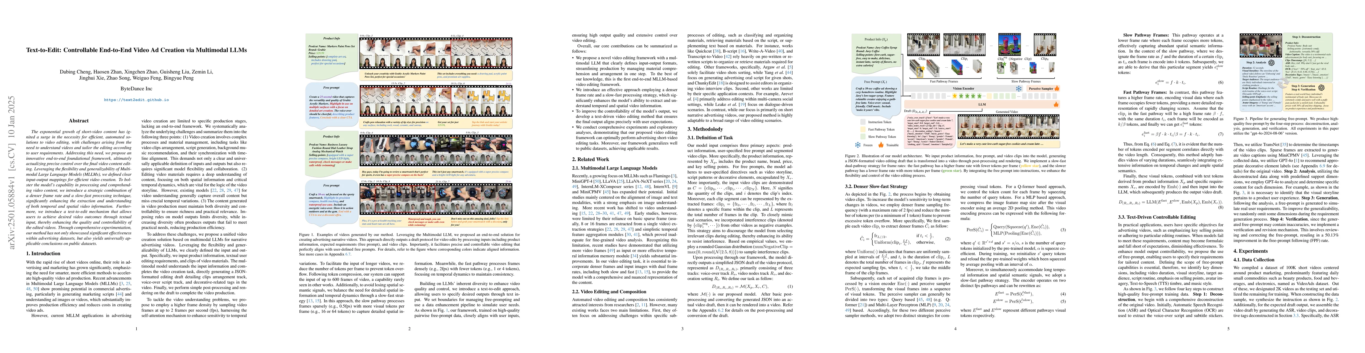 Thumbnail for Text-to-Edit: Controllable End-to-End Video Ad Creation via Multimodal
  LLMs