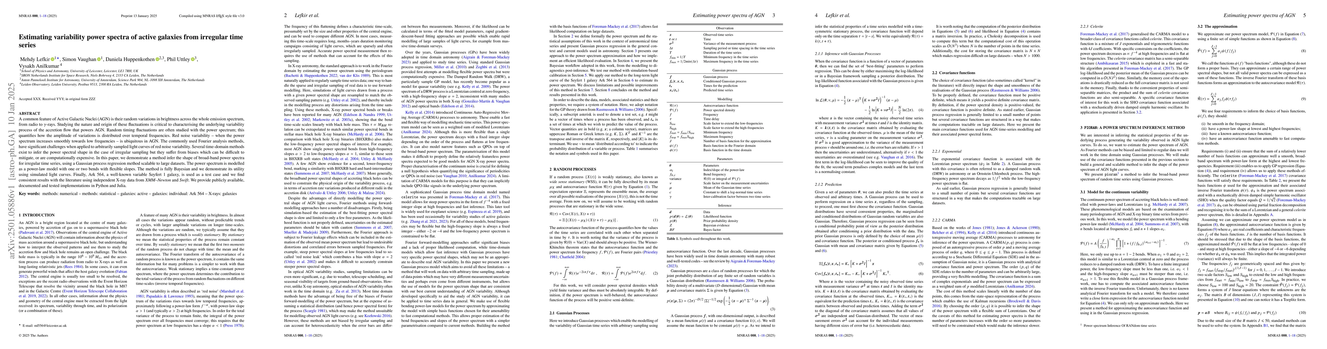 Thumbnail for Estimating variability power spectra of active galaxies from irregular
  time series