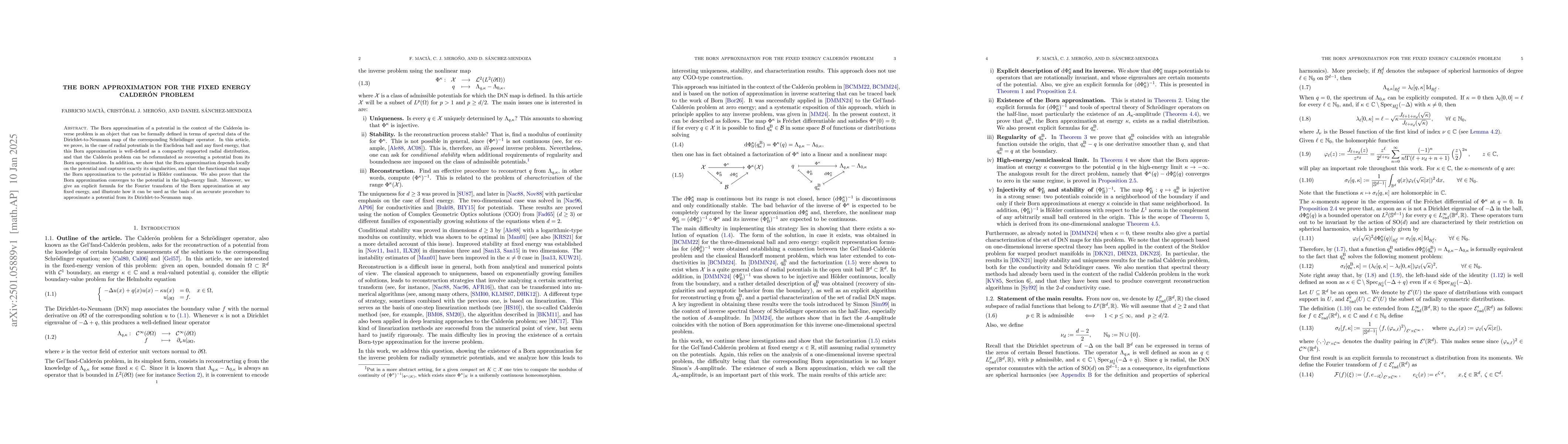 Thumbnail for The Born approximation for the fixed energy Calderón problem