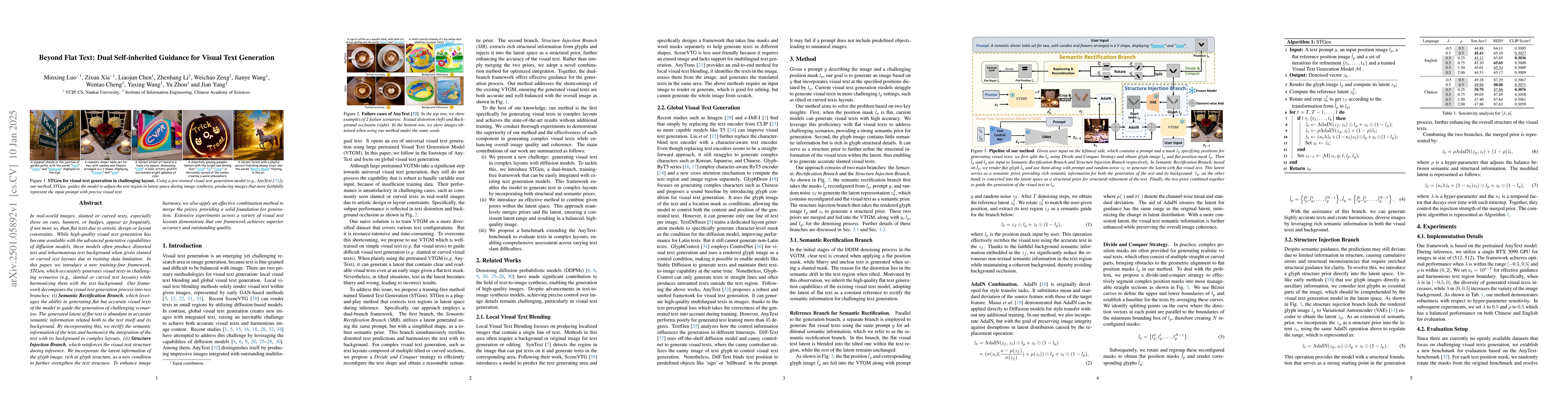 Thumbnail for Beyond Flat Text: Dual Self-inherited Guidance for Visual Text
  Generation