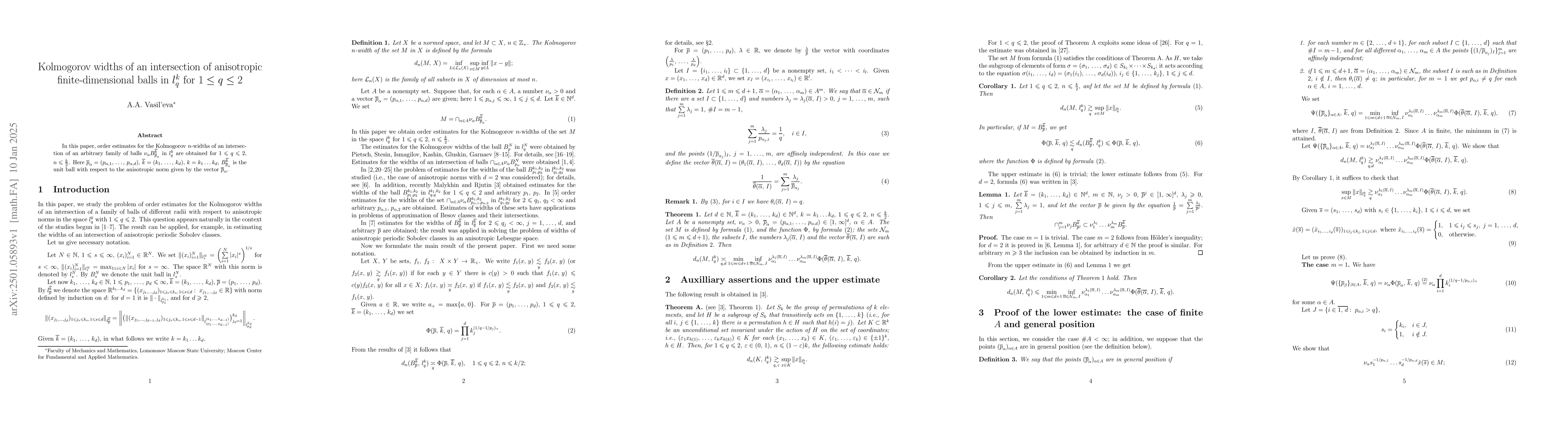 Thumbnail for Kolmogorov widths of an intersection of anisotropic finite-dimensional
  balls in $l_q^k$ for $1\le q\le 2$