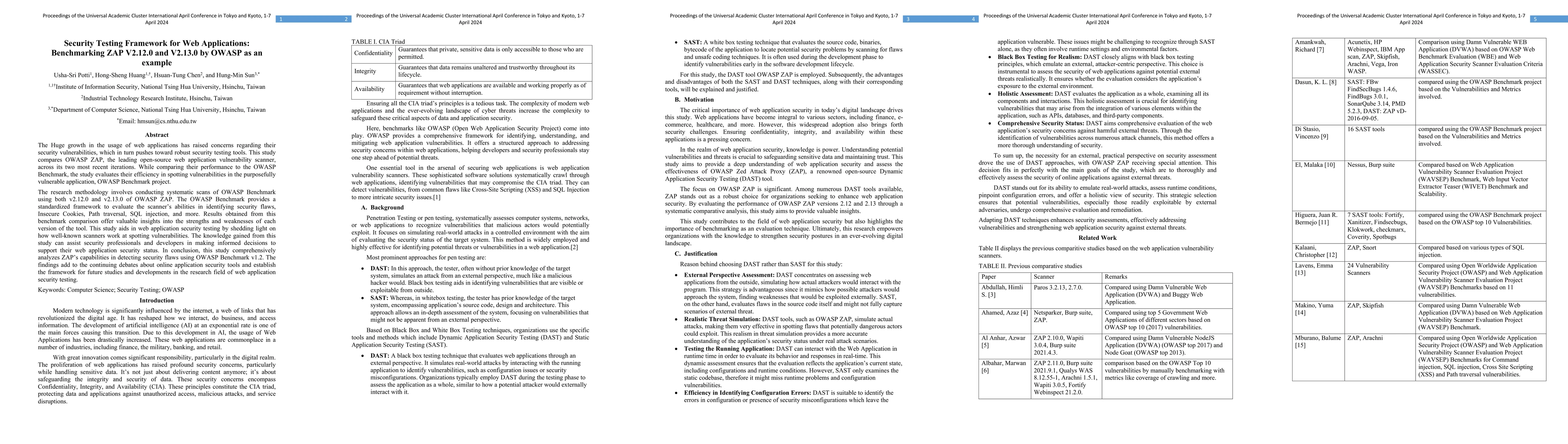 Thumbnail for Security Testing Framework for Web Applications: Benchmarking ZAP
  V2.12.0 and V2.13.0 by OWASP as an example