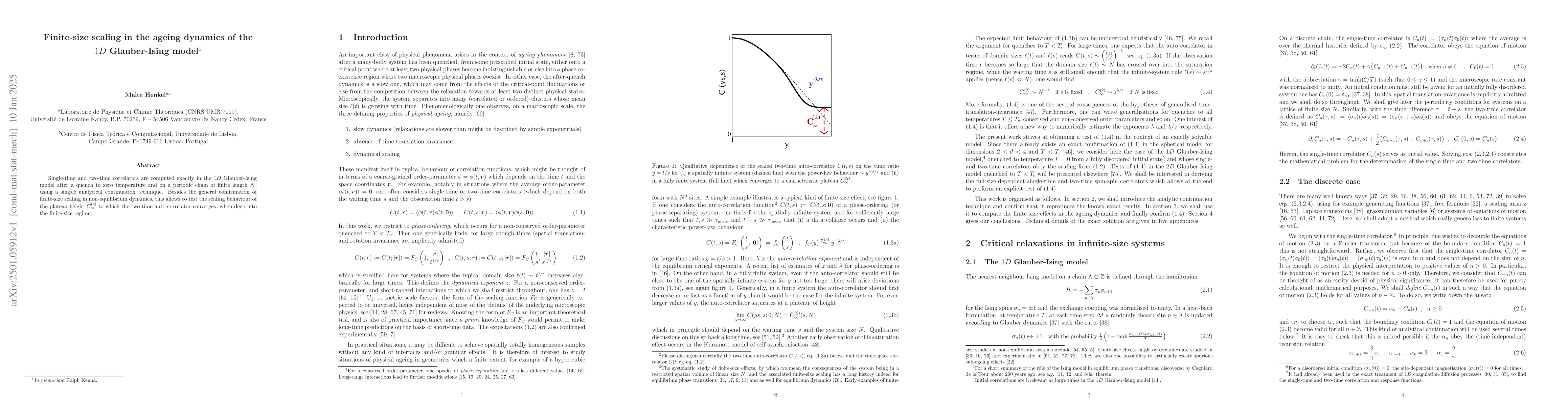 Thumbnail for Finite-size scaling in the ageing dynamics of the $1D$ Glauber-Ising
  model