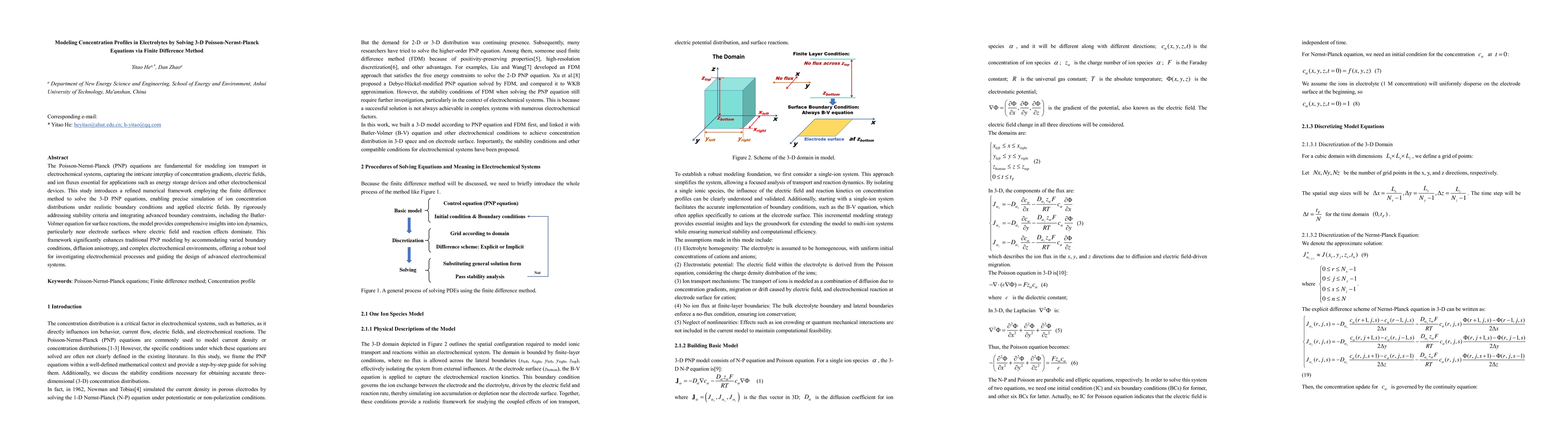 Thumbnail for Modeling Concentration Profiles in Electrolytes by Solving 3-D
  Poisson-Nernst-Planck Equations via Finite Difference Method