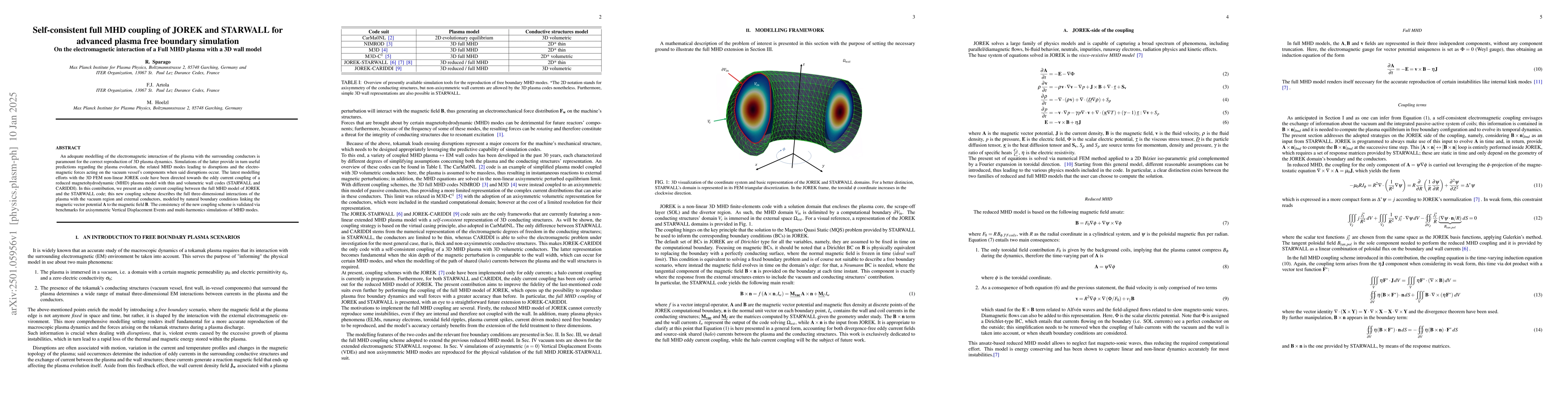 Thumbnail for Self-consistent full MHD coupling of JOREK and STARWALL for advanced
  plasma free boundary simulation