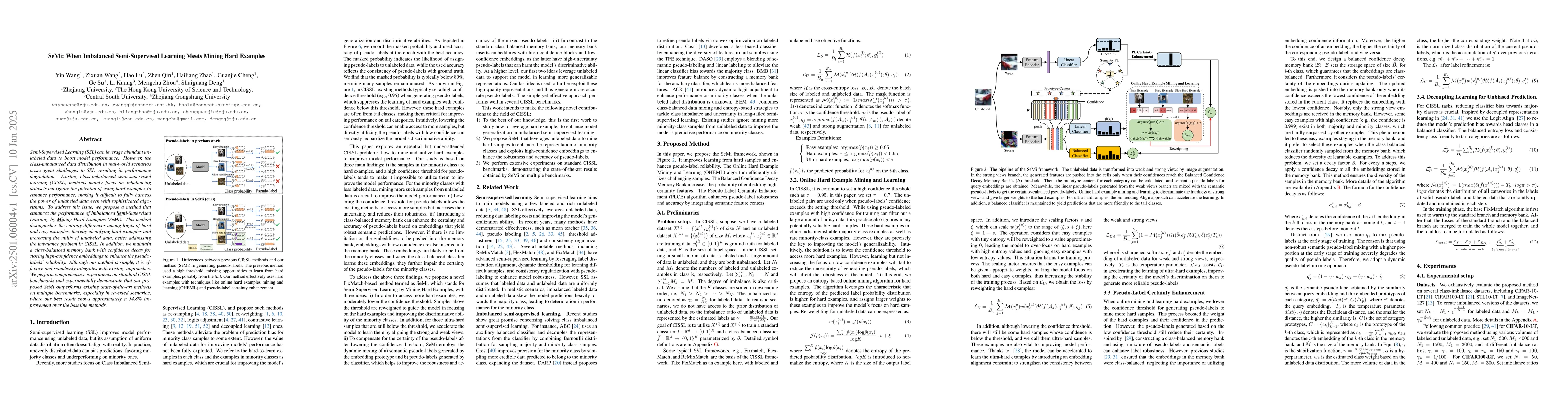 Thumbnail for SeMi: When Imbalanced Semi-Supervised Learning Meets Mining Hard
  Examples