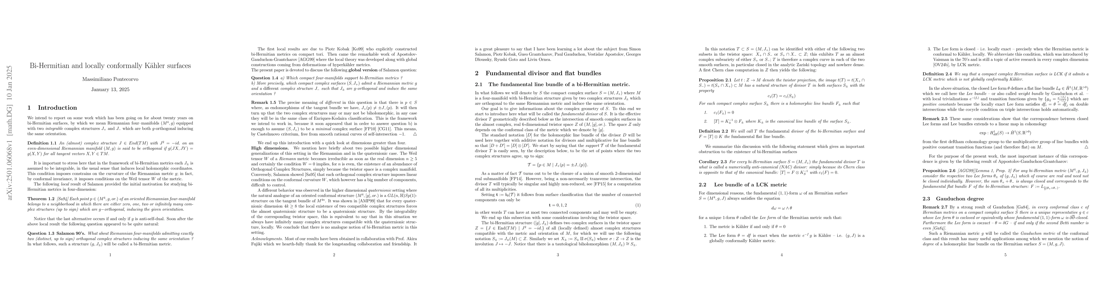 Thumbnail for Bi-Hermitian and locally conformally Kähler surfaces