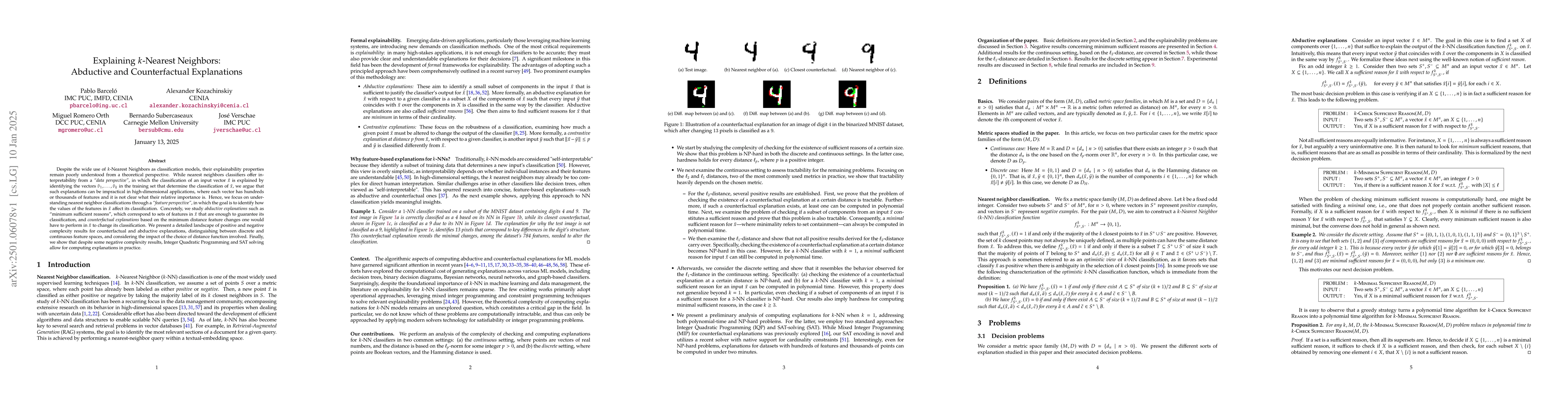 Thumbnail for Explaining k-Nearest Neighbors: Abductive and Counterfactual
  Explanations