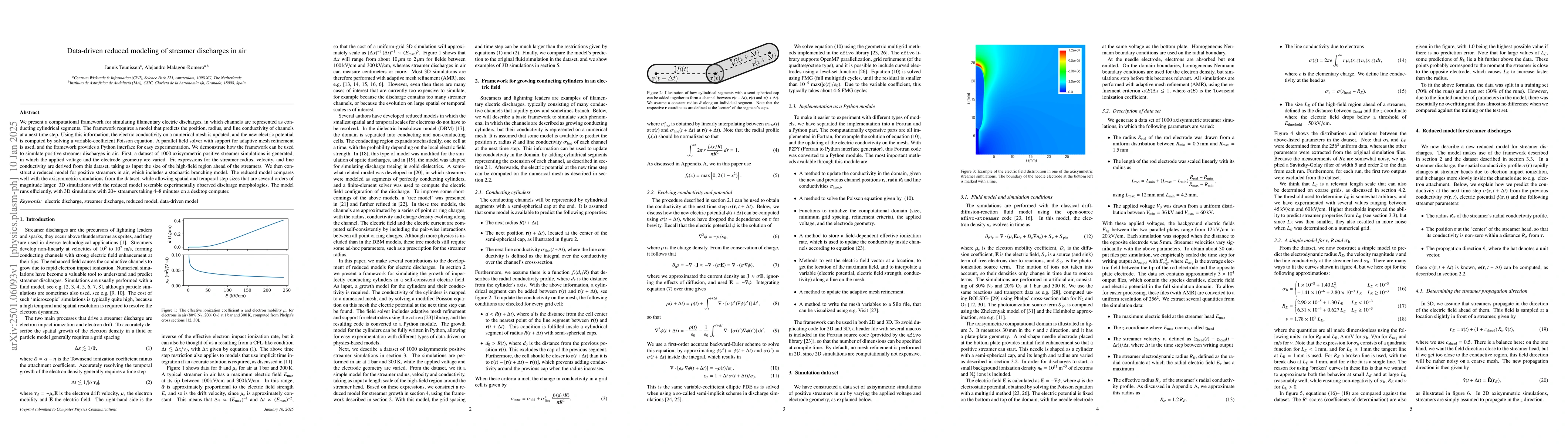 Thumbnail for Data-driven reduced modeling of streamer discharges in air