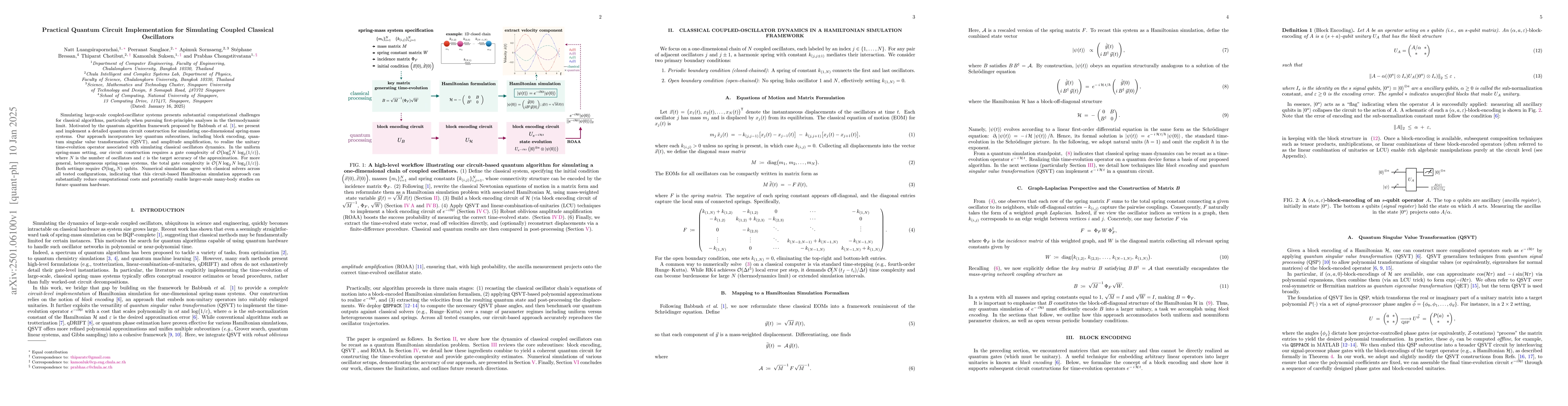 Thumbnail for Practical Quantum Circuit Implementation for Simulating Coupled
  Classical Oscillators