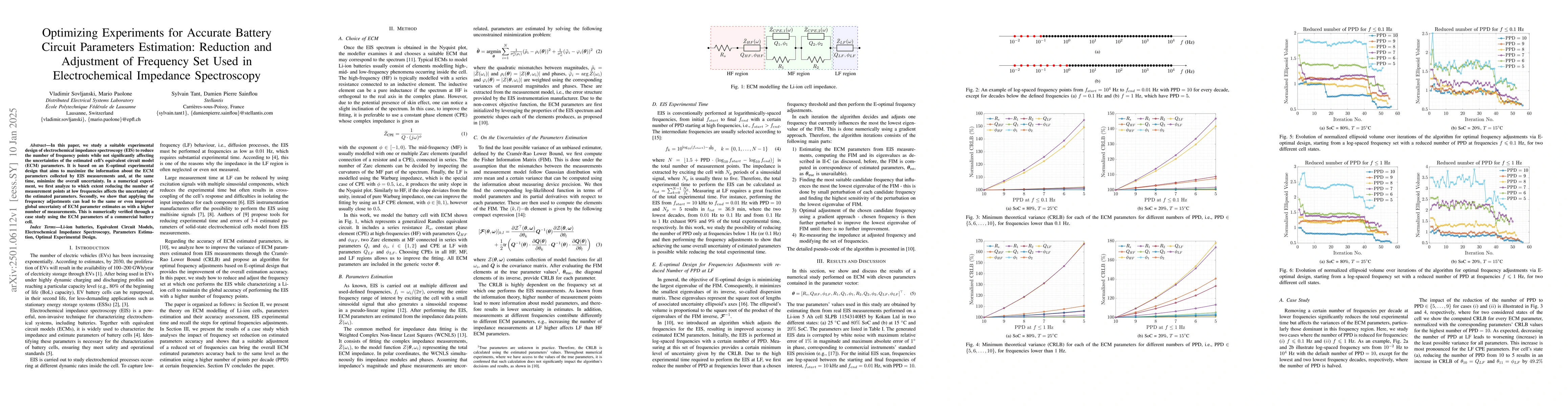 Thumbnail for Optimizing Experiments for Accurate Battery Circuit Parameters
  Estimation: Reduction and Adjustment of Frequency Set Used in Electrochemical
  Impedance Spectroscopy