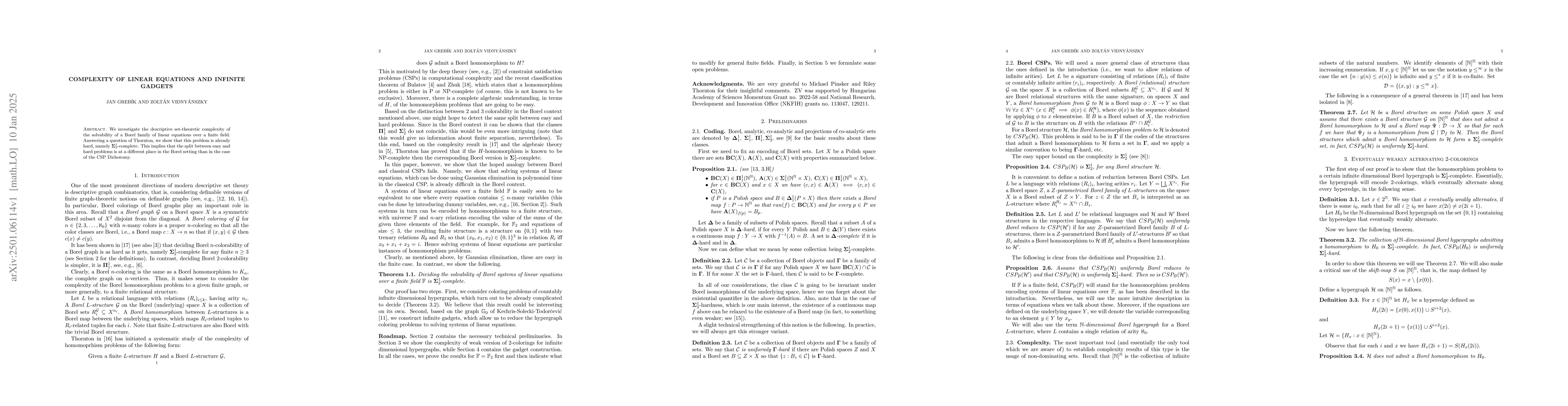 Thumbnail for Complexity of Linear Equations and Infinite Gadgets